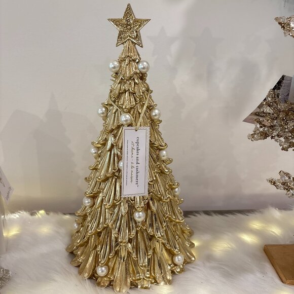cupcakes & cashmere Other - Cupcakes Cashmere Elegant Shabby Chic Metallic Gold Pearl Holiday Christmas Tree